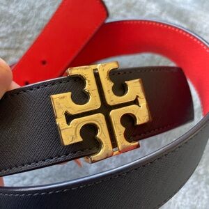 Tory Burch reversible Navy and Red Women's Belt with Gold Logo